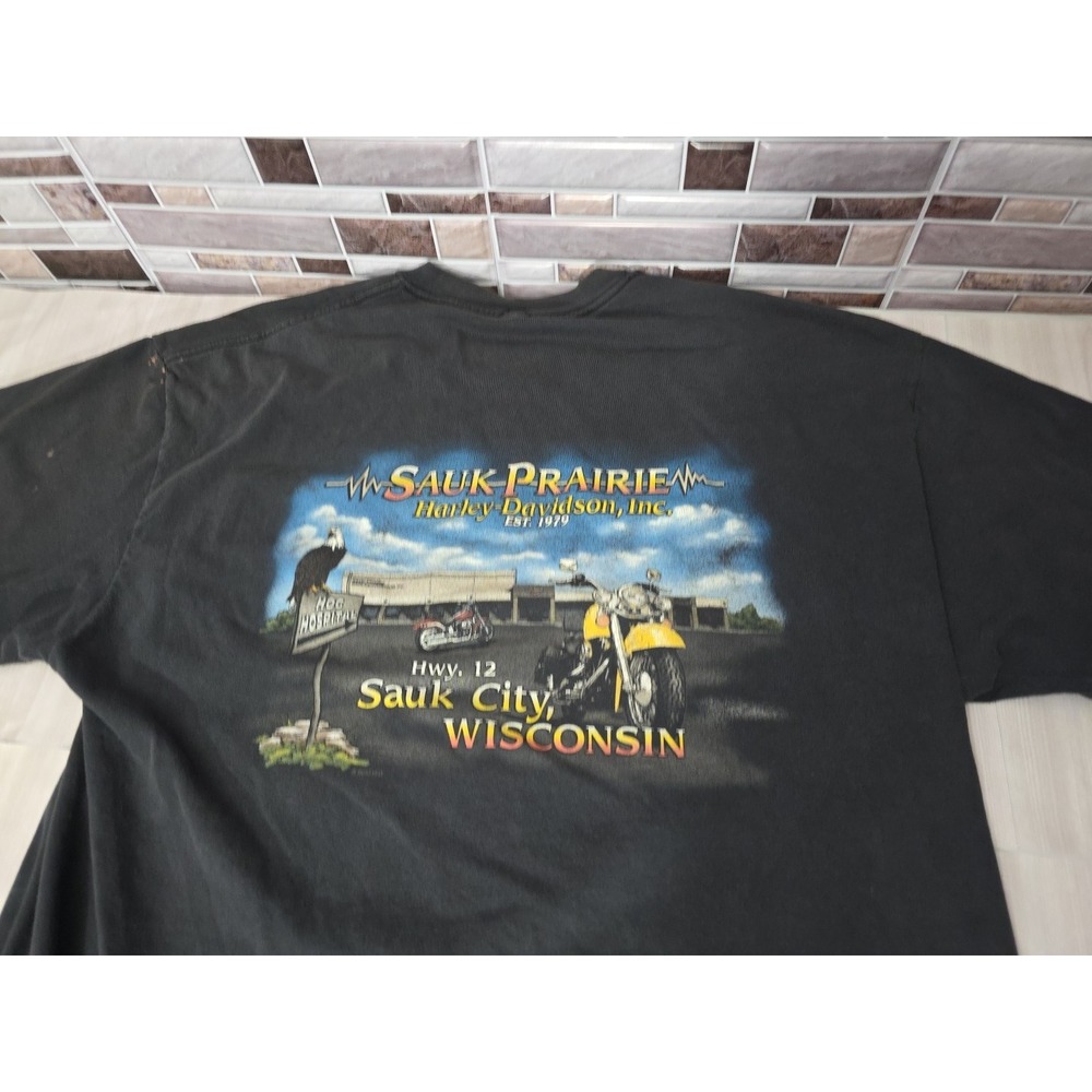 Vintage 2000 Harley Davidson Sauk Prairie WI HOG Hospital T-Shirt XL Free Spirit - Picture 12 of 16